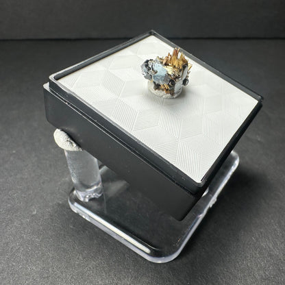 Golden Rutile on Hematite Micro Specimen in Acrylic Novo Horizonte, Bahia, Brazil