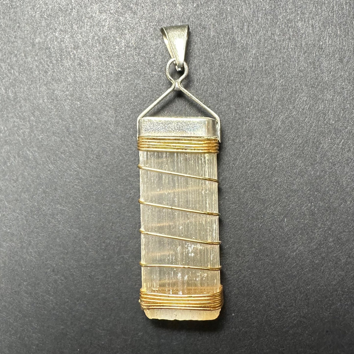 Selenite Pendant in Sterling Silver Clasp