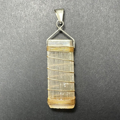 Selenite Pendant in Sterling Silver Clasp