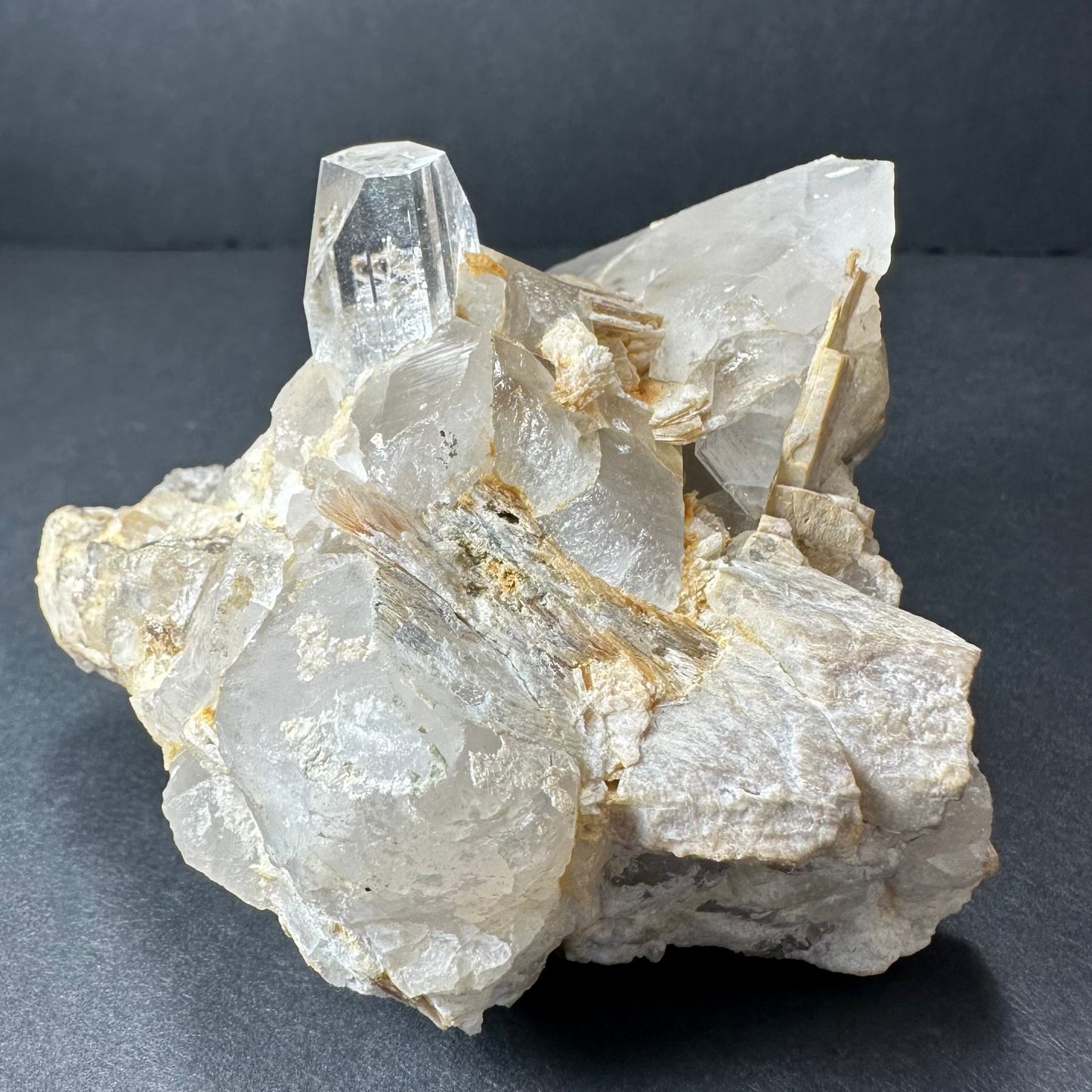 Topaz with Quartz and Muscovite on Feldspar from Skardu, Pakistan