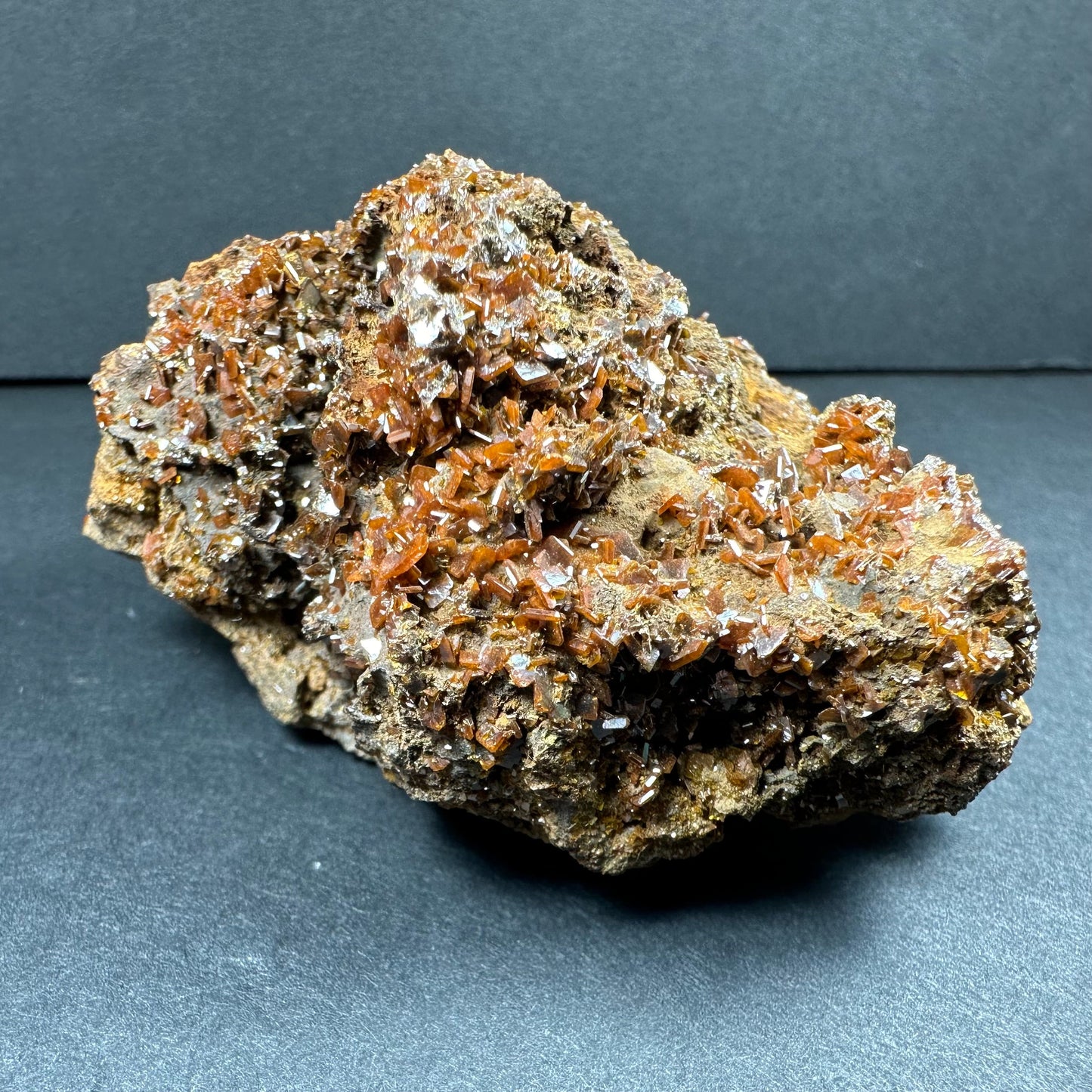 Wulfenite Cluster on Matrix from Maoniuping Mine, Sichuan, China