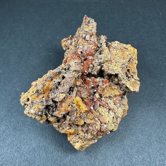 Wulfenite Cluster on Matrix from Maoniuping Mine, Sichuan, China