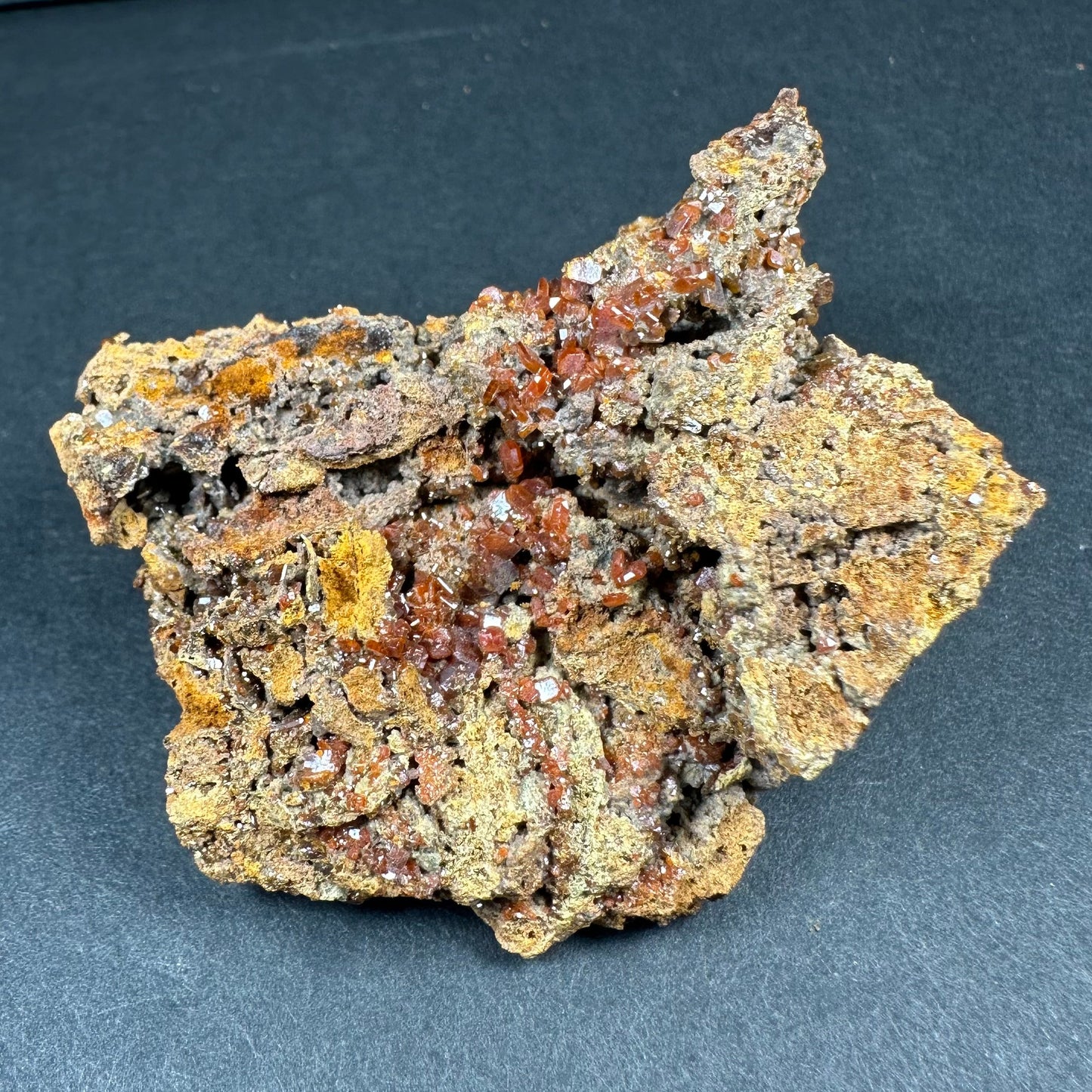 Wulfenite Cluster on Matrix from Maoniuping Mine, Sichuan, China