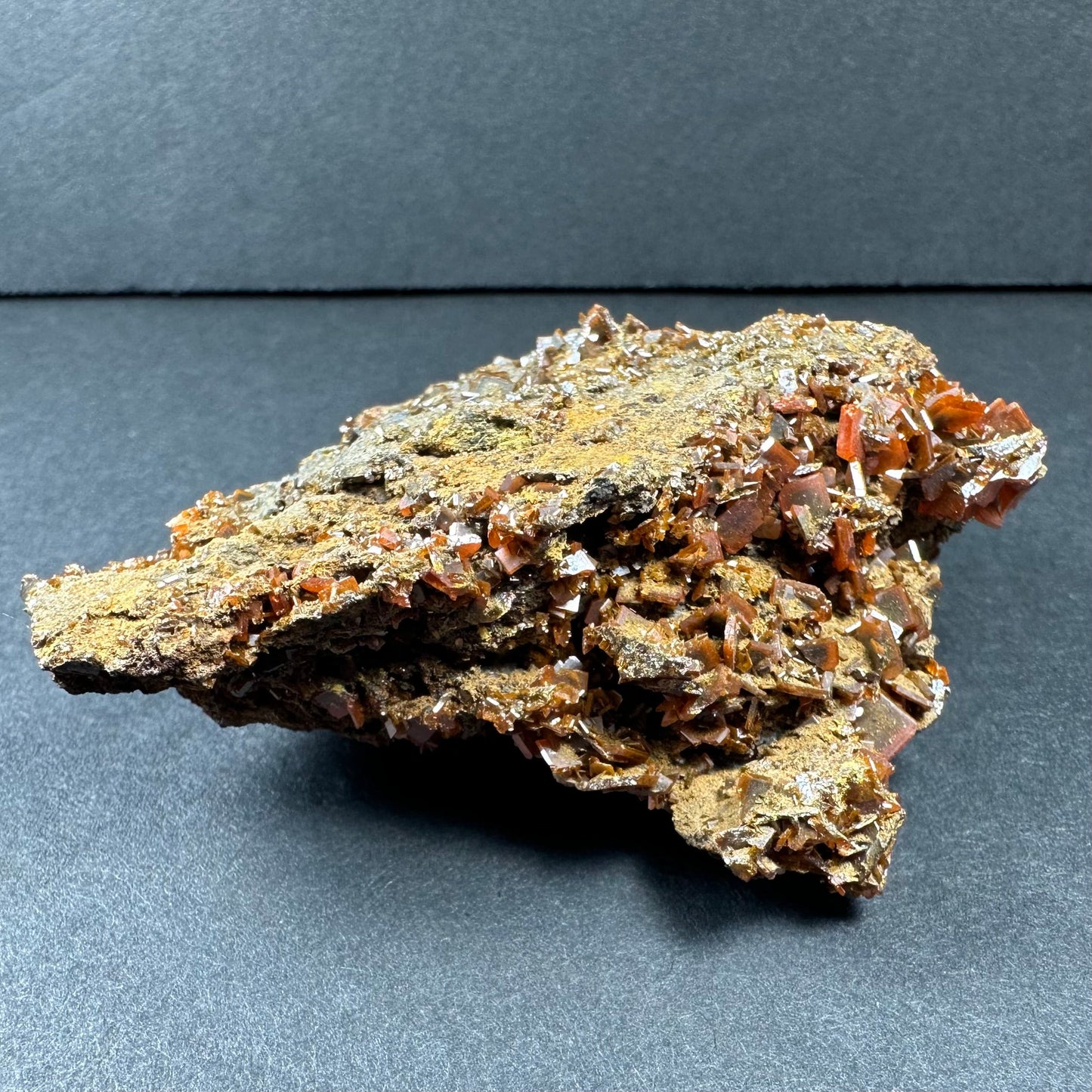 Wulfenite Cluster on Matrix from Maoniuping Mine, Sichuan, China
