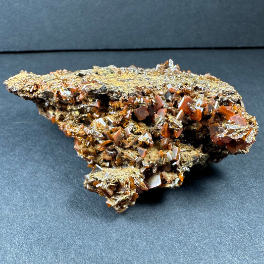 Wulfenite Cluster on Matrix from Maoniuping Mine, Sichuan, China