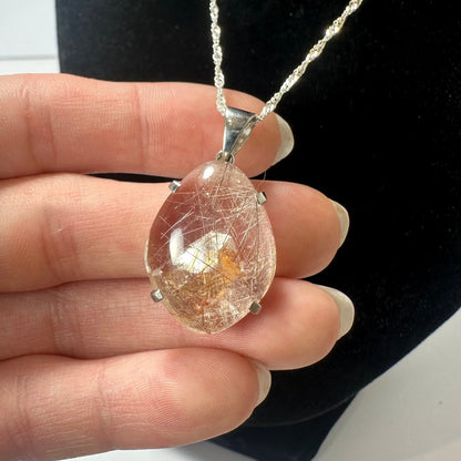 Rutilated Quartz Teardrop Pendant