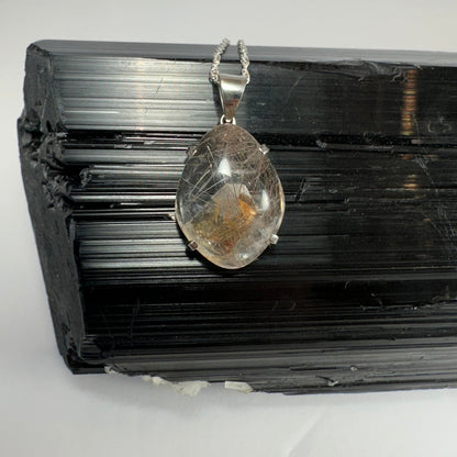 Rutilated Quartz Teardrop Pendant