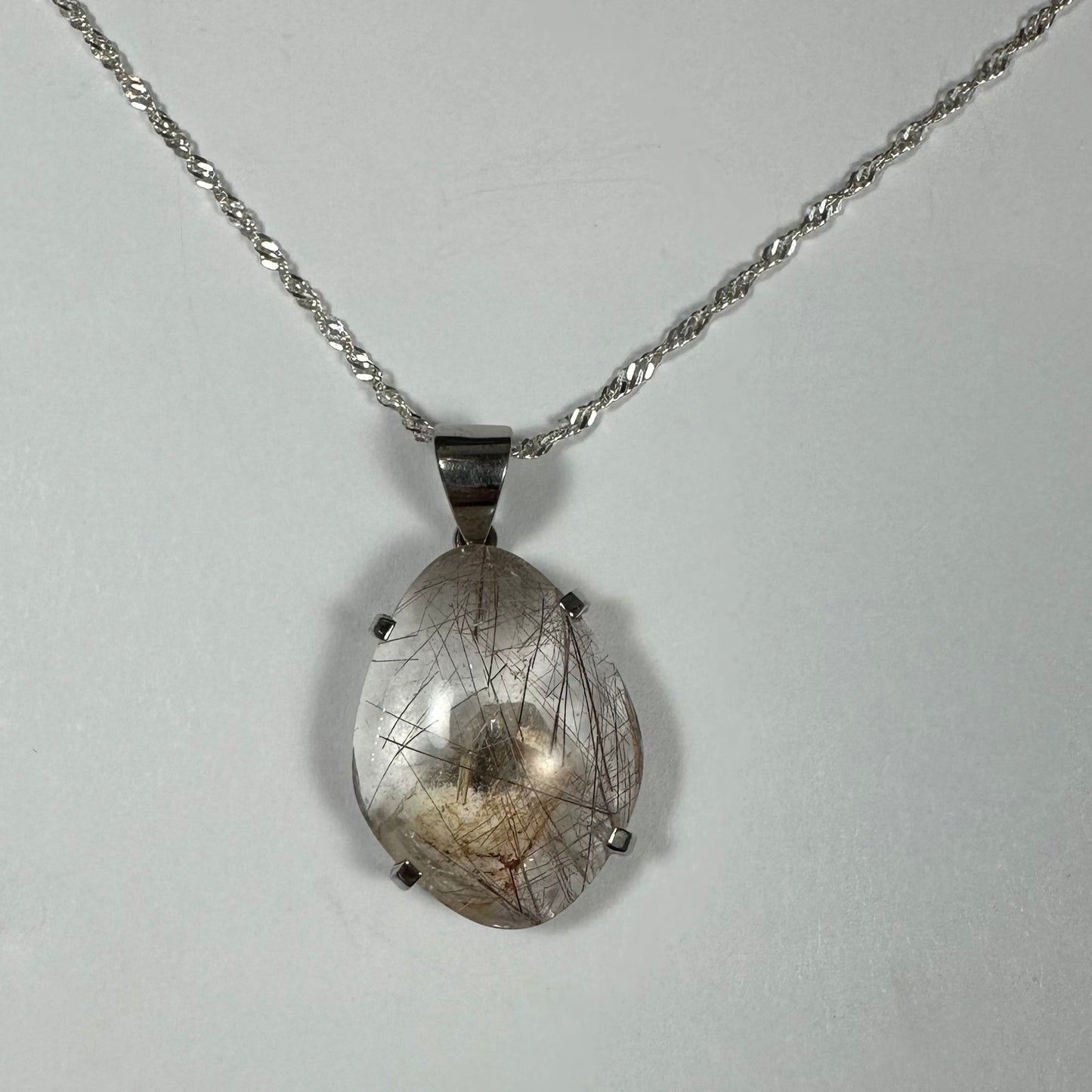 Rutilated Quartz Teardrop Pendant