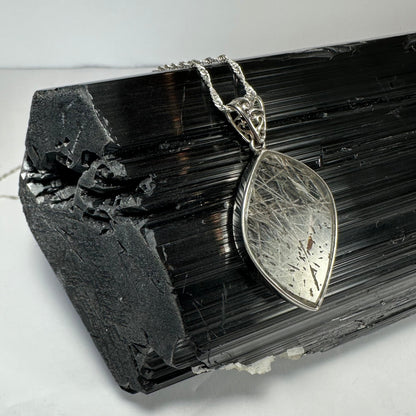 Rutilated Quartz Flame Pendant