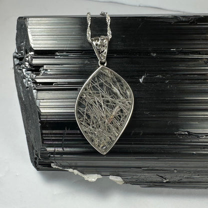 Rutilated Quartz Flame Pendant