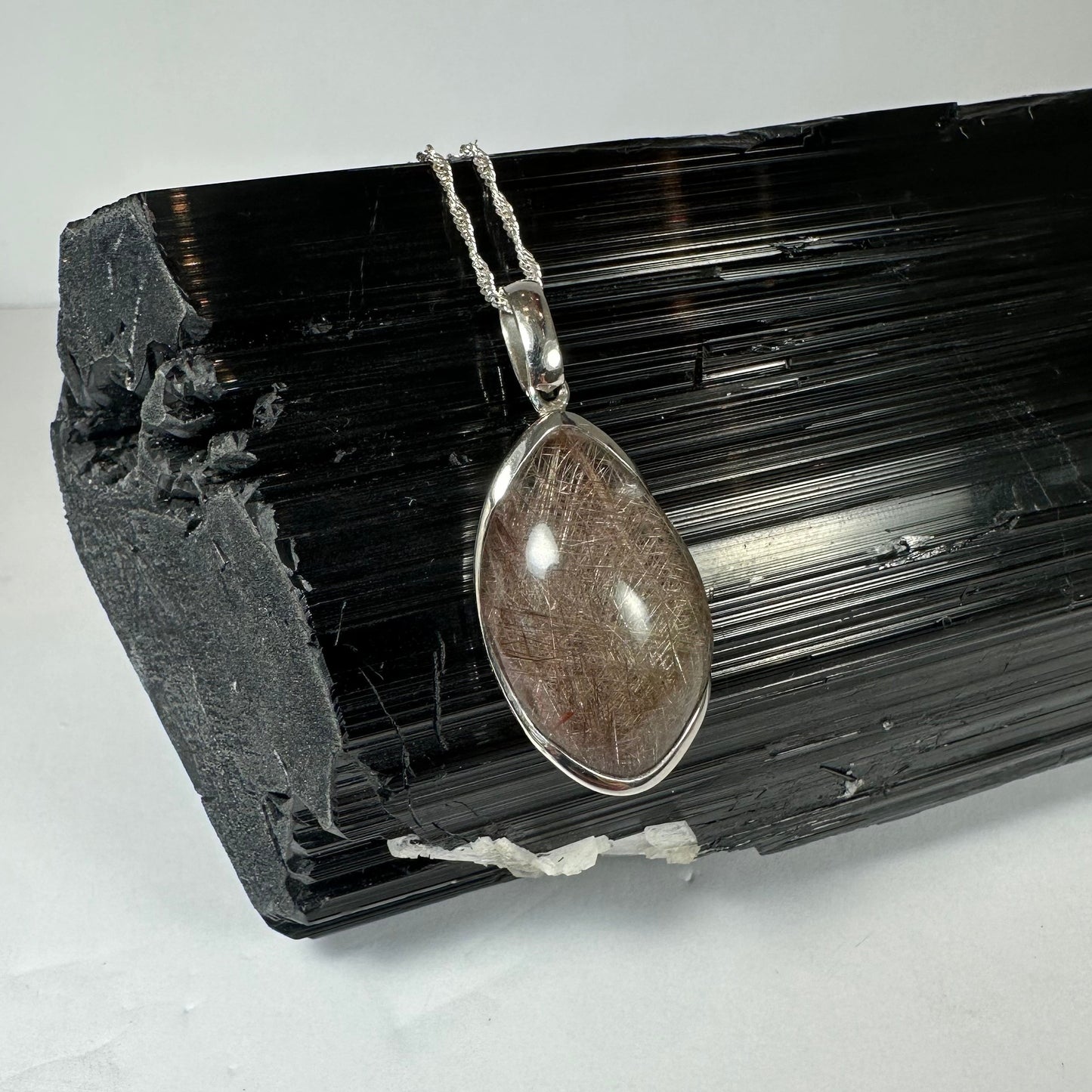 Silver Rutile Teardrop Pendant