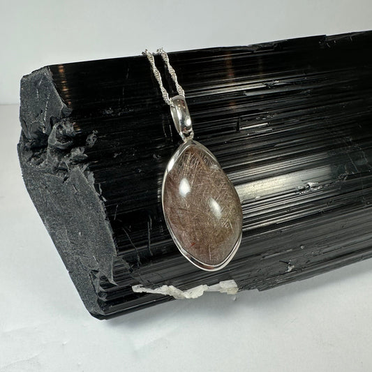 Silver Rutile Teardrop Pendant
