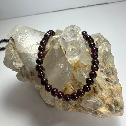Red Garnet Round Bead Necklace