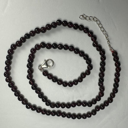 Red Garnet Round Bead Necklace