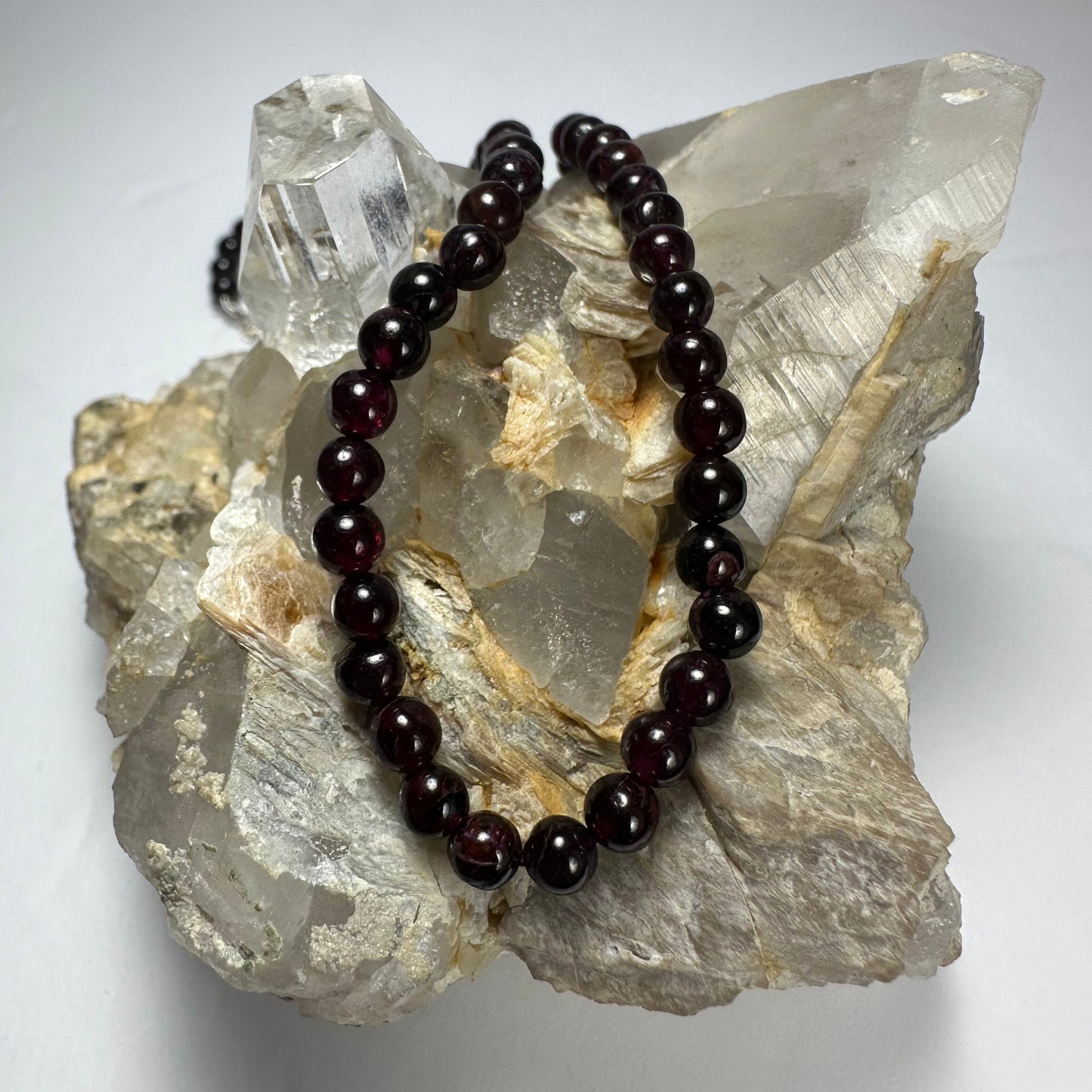 Red Garnet Round Bead Necklace