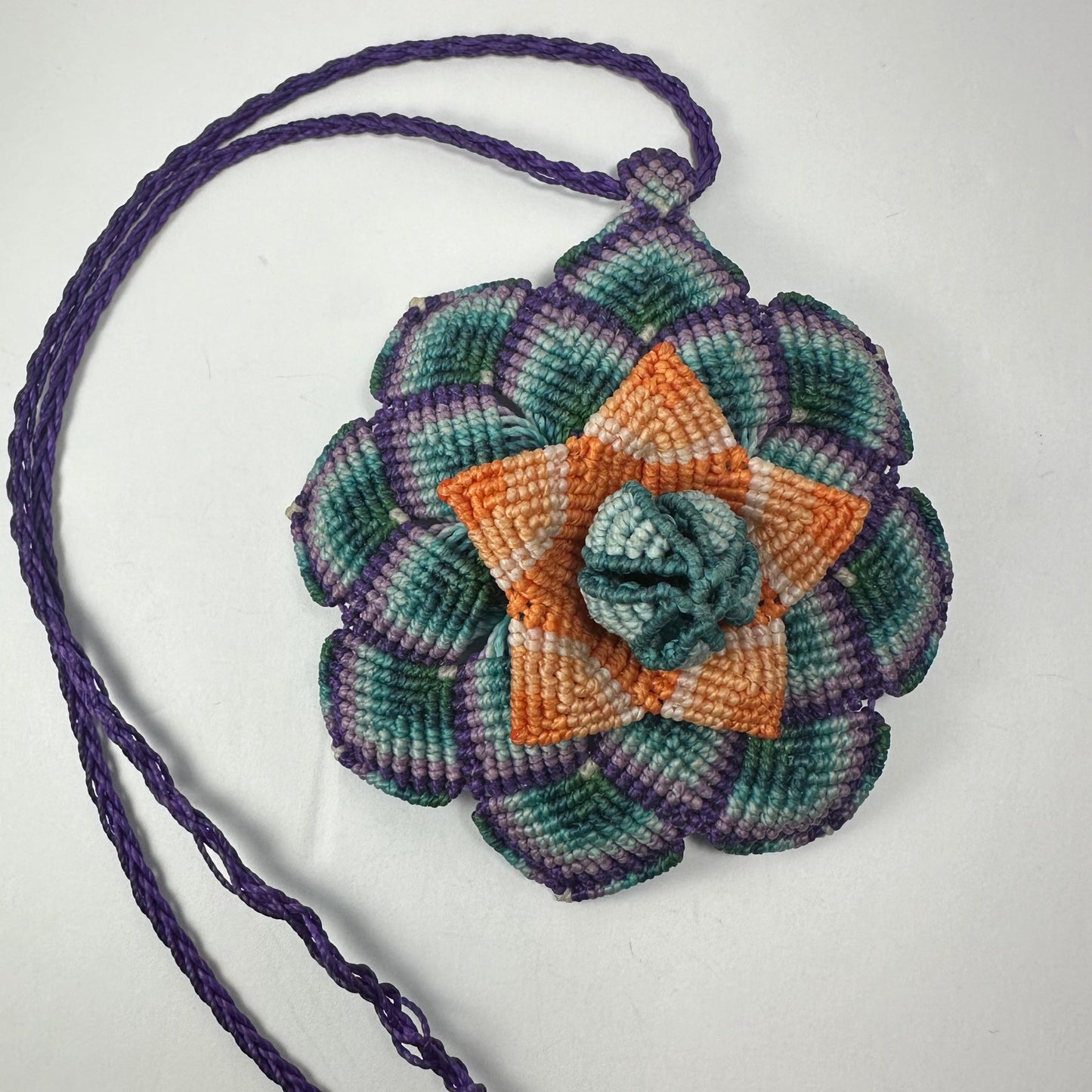 Hand-woven Flower Necklace with Hematite end