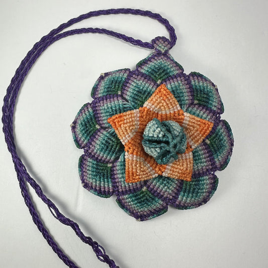 Hand-woven Flower Necklace with Hematite end