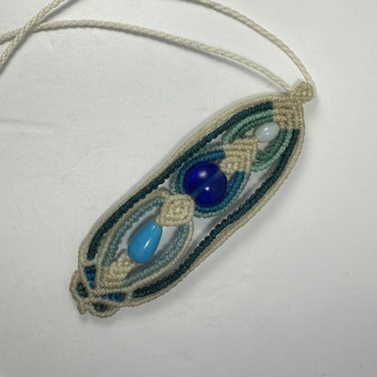 Hand-woven Macrame Necklace Glass Beads
