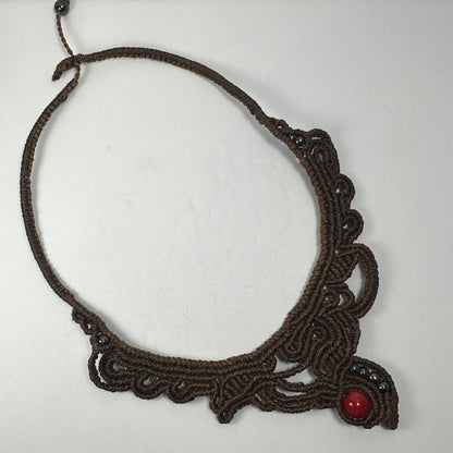 Handmade Macrame Choker with Coral Bead