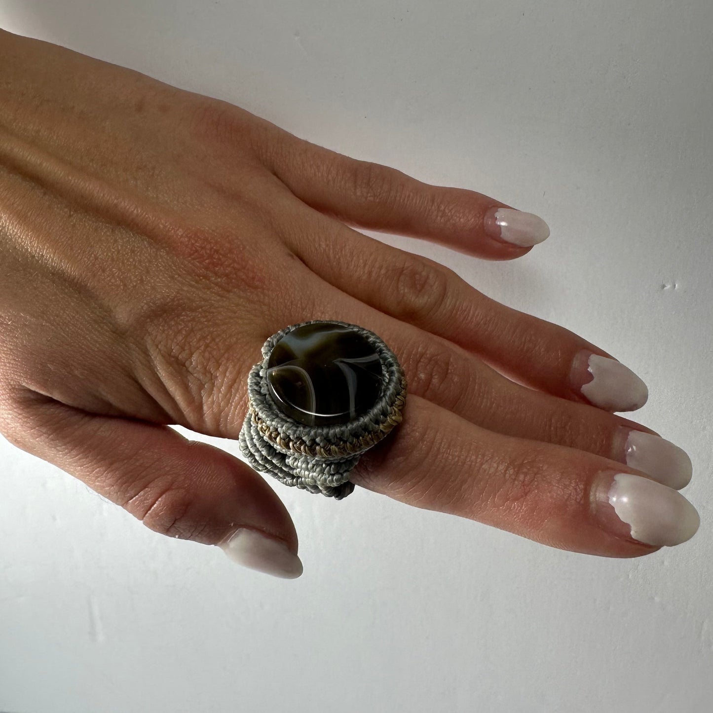 Handmade Woven Ring with Stone