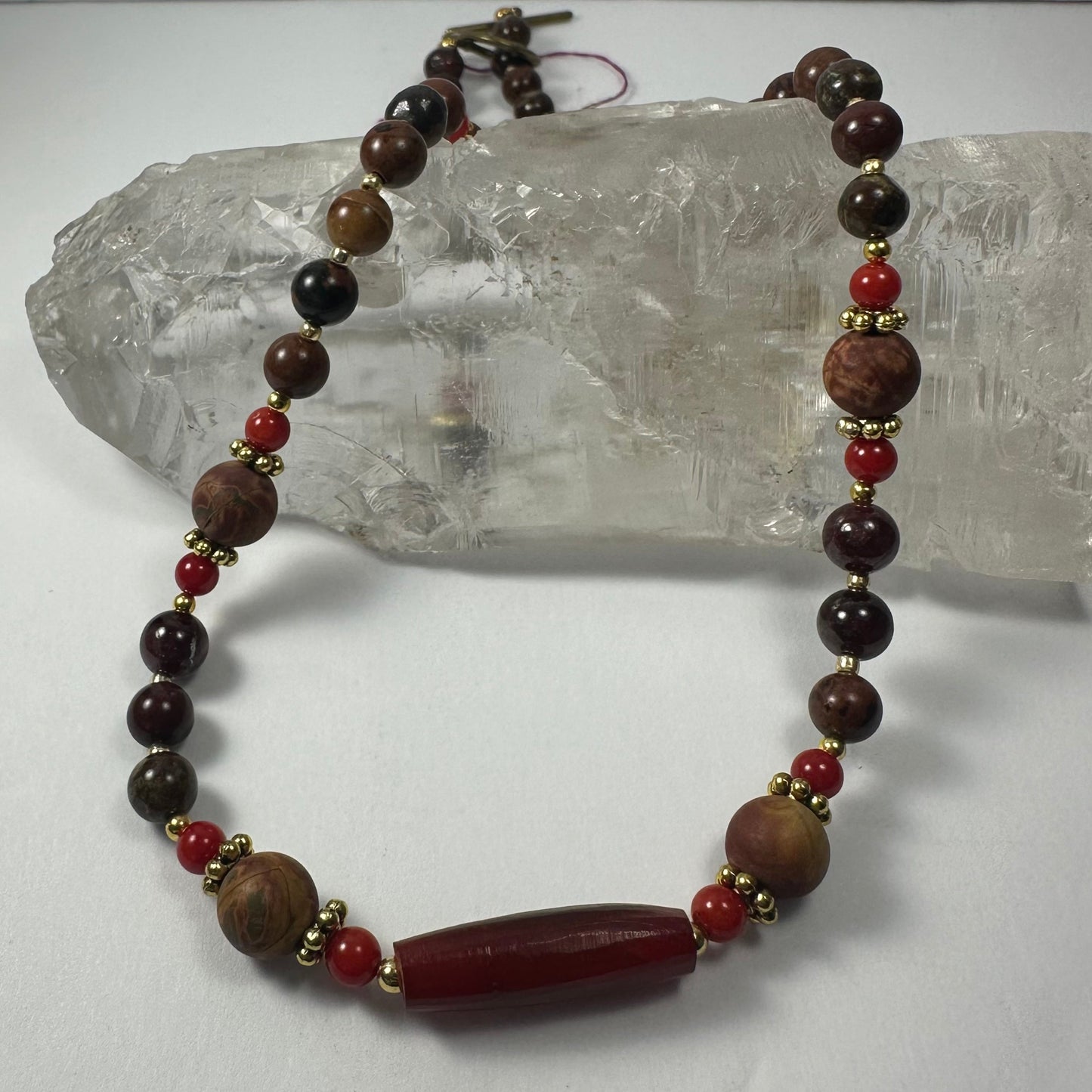 Handmade Hare Bone Pendant on Natural Bead Necklace