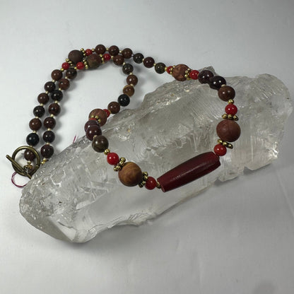 Handmade Hare Bone Pendant on Natural Bead Necklace