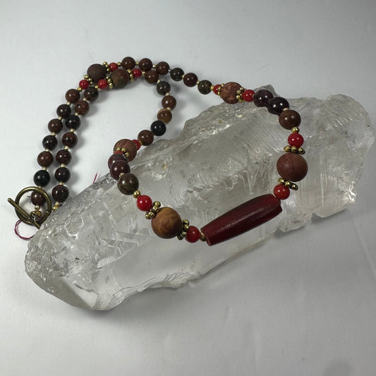 Handmade Hare Bone Pendant on Natural Bead Necklace