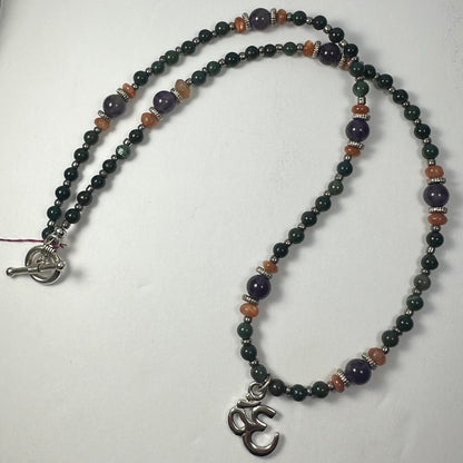 Handmade Bead Necklace with Silver 'Om' Pendant