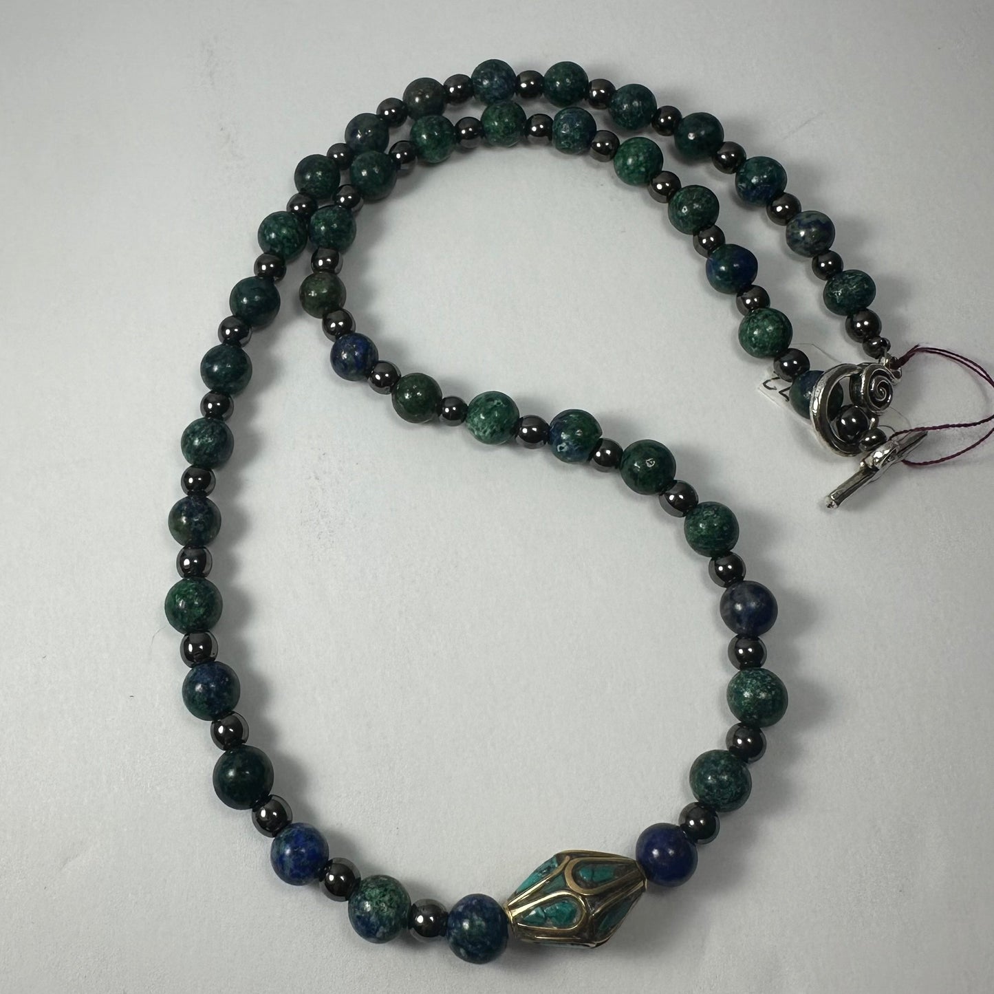 Handmade Tibetan Brass & Turquoise Necklace