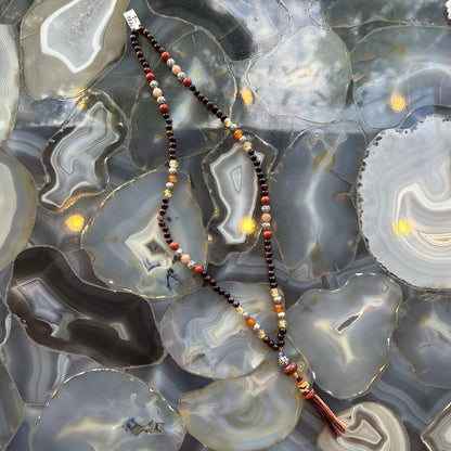 Red Tiger's Eye Mala with Mixed Stone Beads