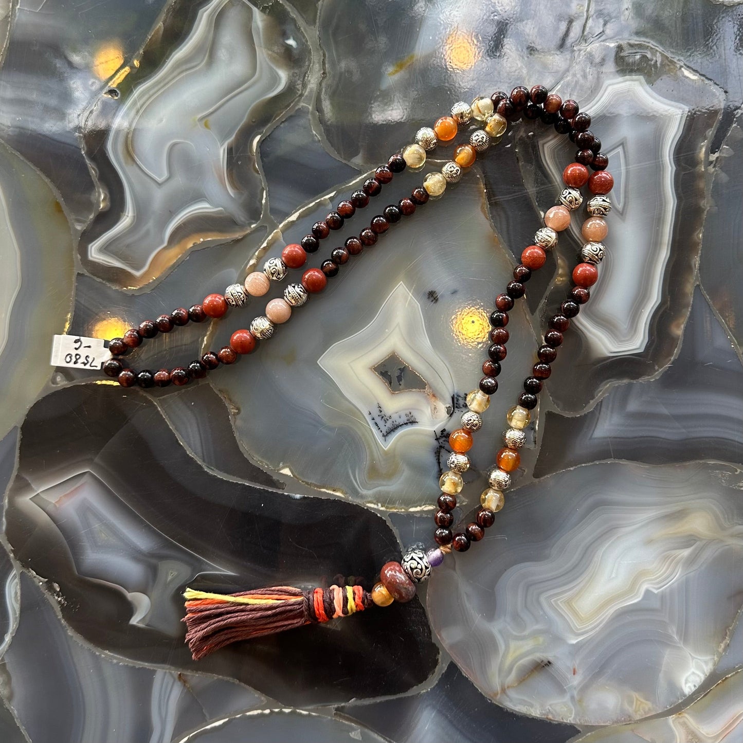 Red Tiger's Eye Mala with Mixed Stone Beads