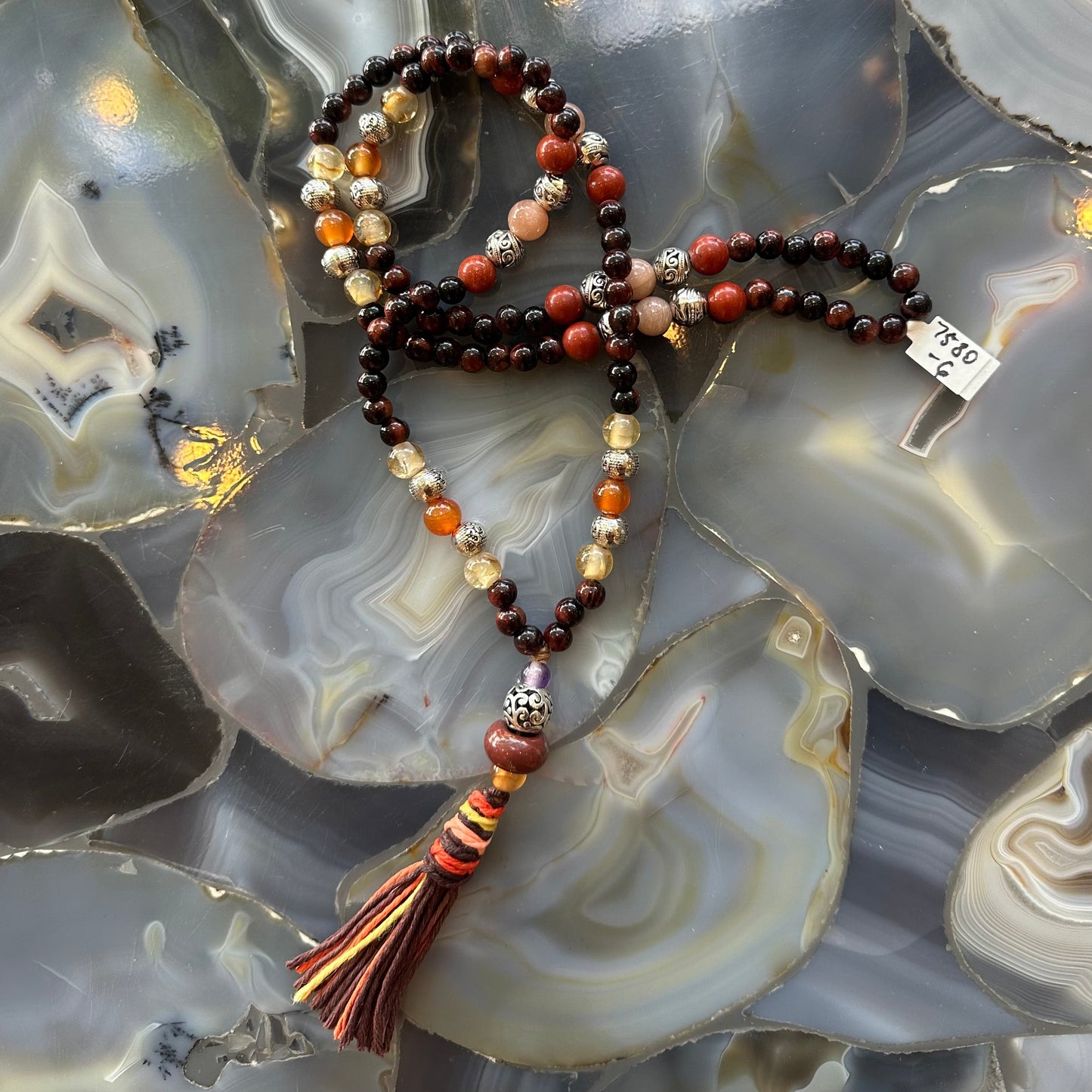 Red Tiger's Eye Mala with Mixed Stone Beads