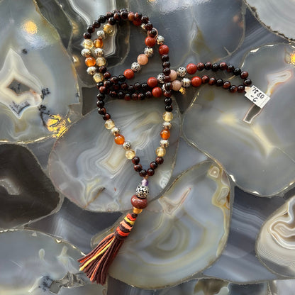 Red Tiger's Eye Mala with Mixed Stone Beads
