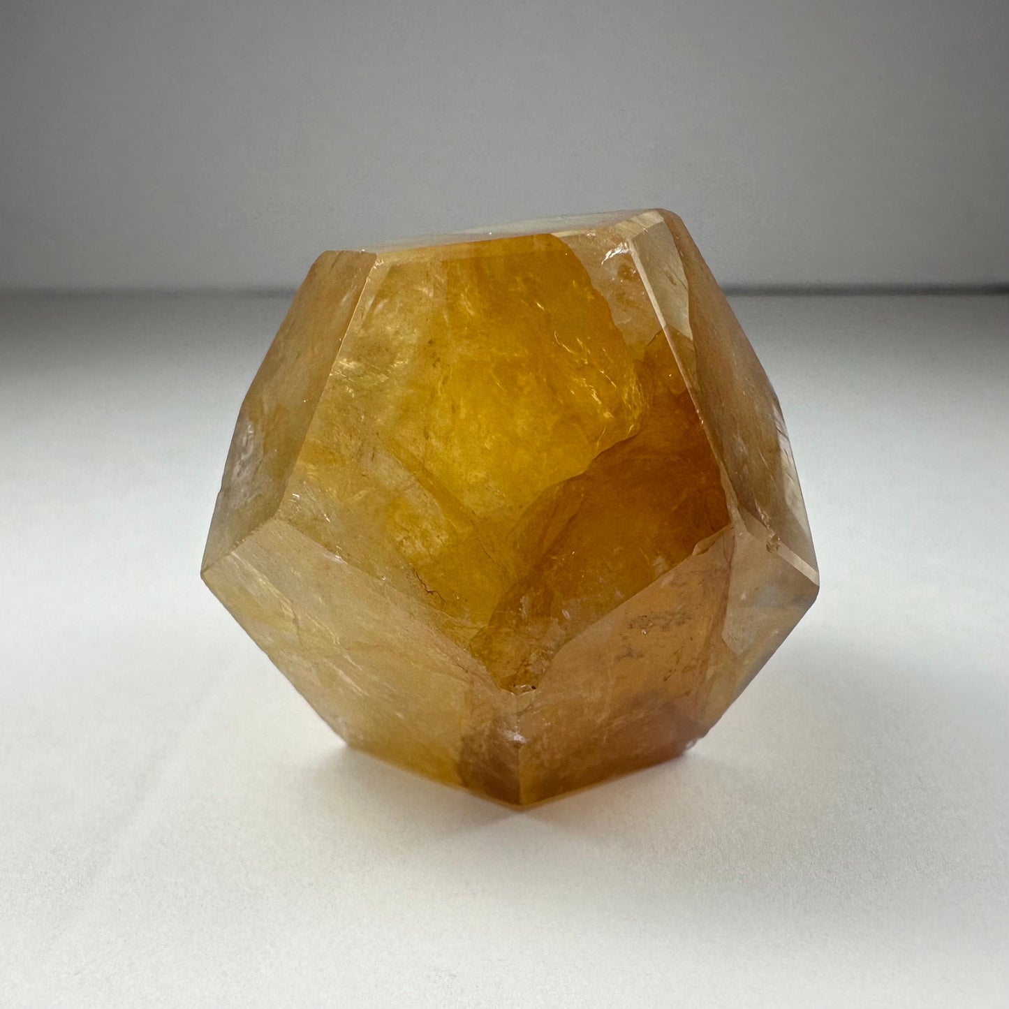 Yellow Hematoid Quartz Dodecahedron Carving from Brazil