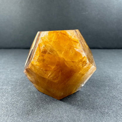 Yellow Hematoid Quartz Dodecahedron Carving from Brazil