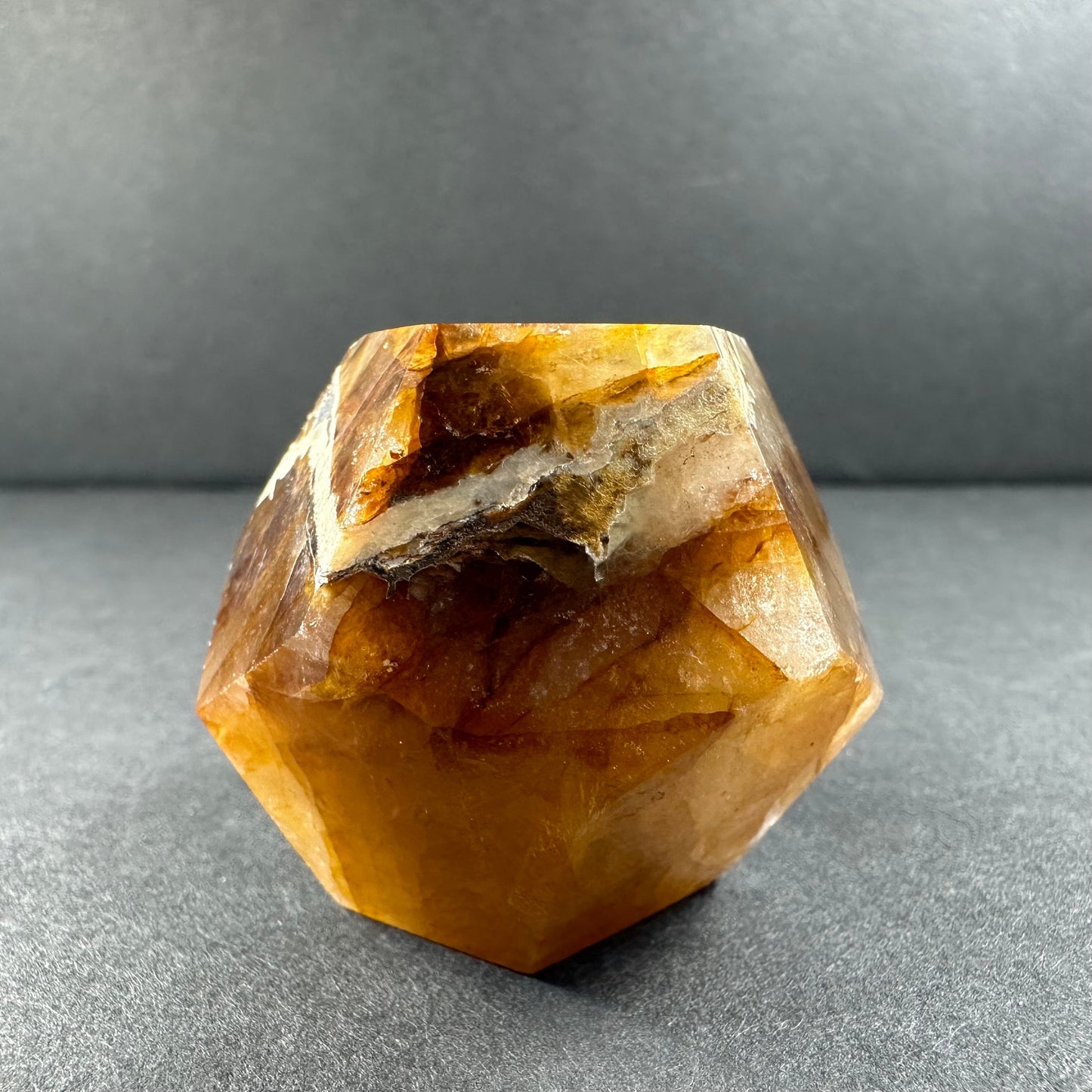 Yellow Hematoid Quartz Dodecahedron Carving from Brazil