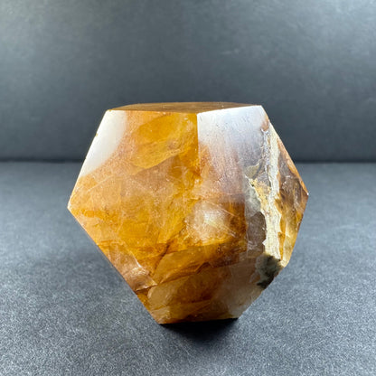 Yellow Hematoid Quartz Dodecahedron Carving from Brazil
