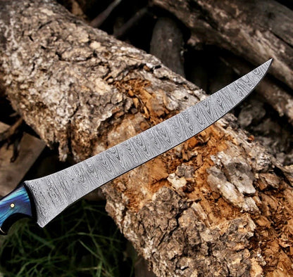 Knives with Belt Sheath – Handmade 8" Rasp Steel Sheep Horn Hunting Knife