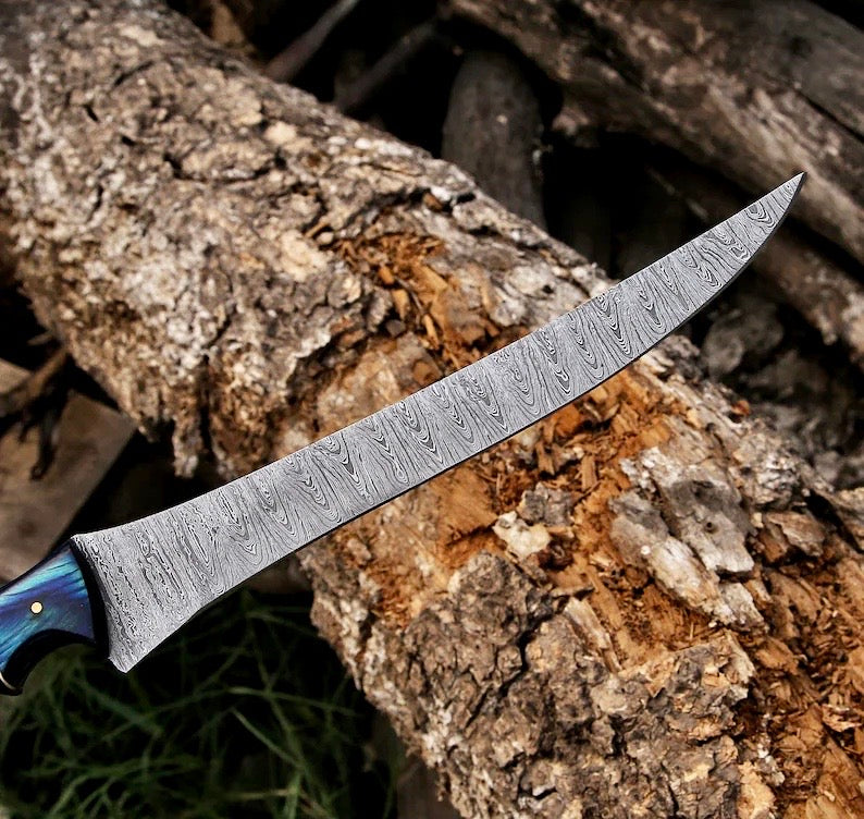 Knives with Belt Sheath – Handmade 8" Rasp Steel Sheep Horn Hunting Knife