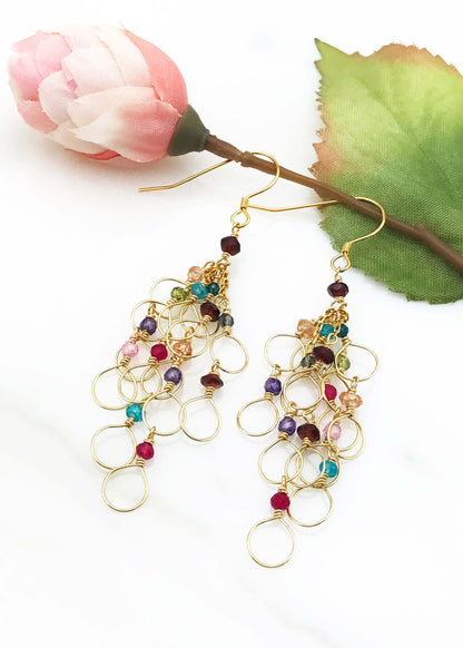 Rainbow Chain Loop Earrings