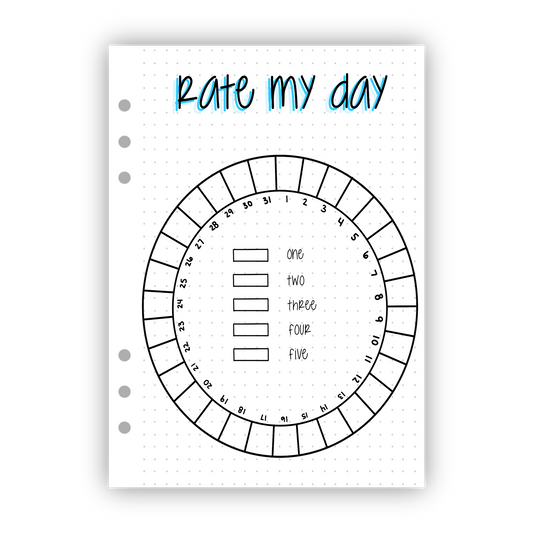 Monthly Rate My Day Tracker