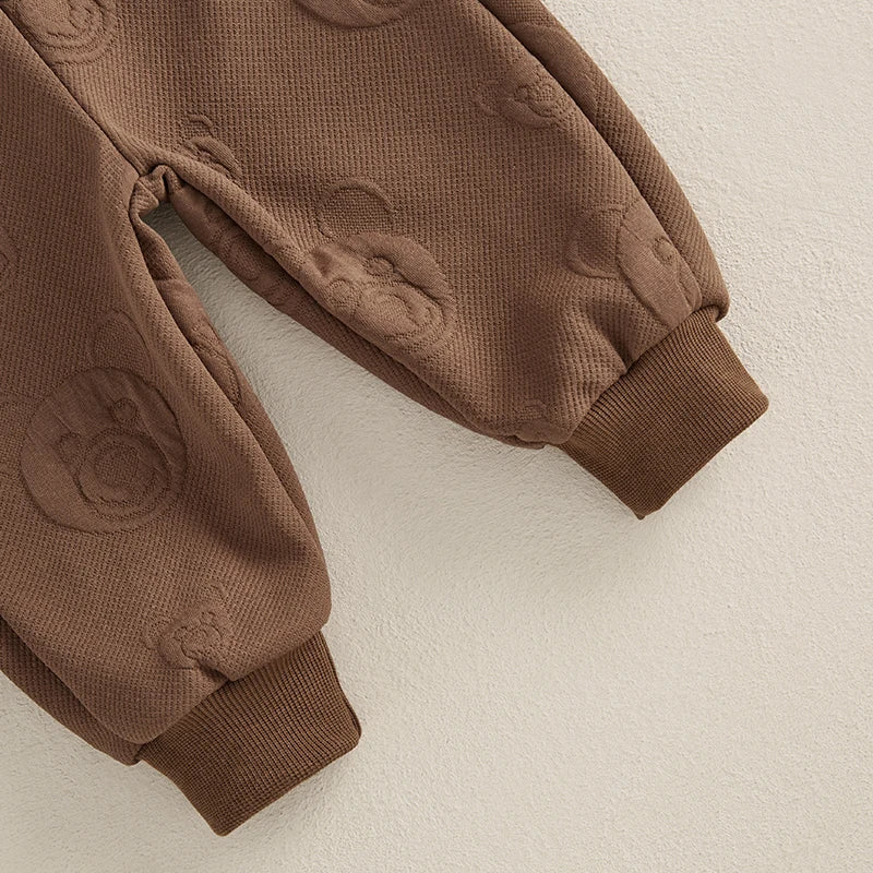Baby Toddler Boys Girls 2Pcs Jogger Set Bear Pattern Long Sleeve Crewneck Top Long Pants Fall Outfit