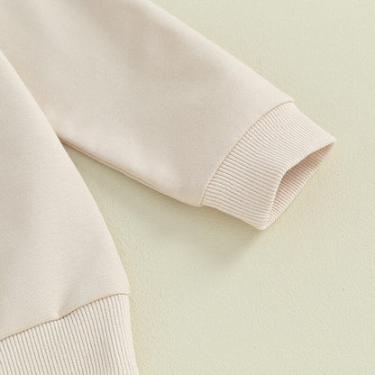 Toddler Baby Kids Boys Girls Fuzzy Letter Embroidery Cousin Crew Matching Long Sleeve Round Neck Pullover Loose Top