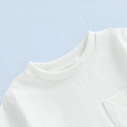 Baby Toddler Girls Boys Basics Bodysuit Short Sleeve Crew Neck Front Pocket Solid Summer Jumpsuit