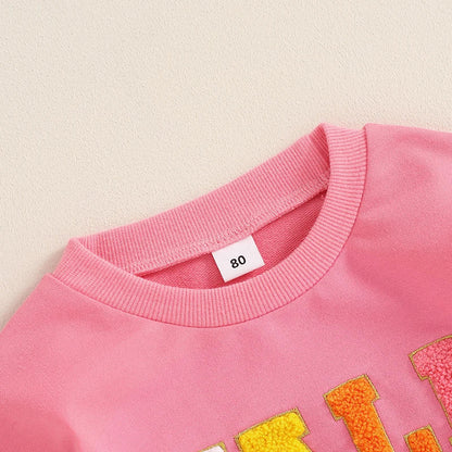 Baby Toddler Boys Girls Fall Babe Long Sleeve Embroidery Letters Fall Crewneck Top