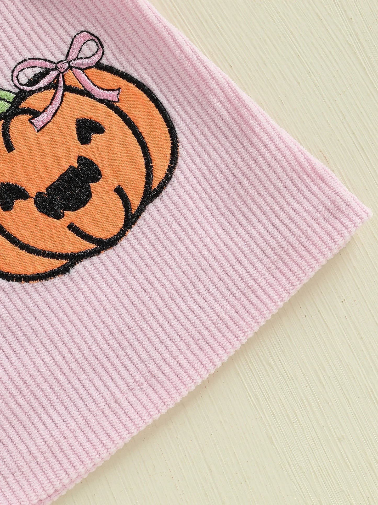 Baby Girls 3Pcs Halloween Outfit Pumpkin Print Long Sleeves Romper and Overall Tank Dress Bow Headband Set