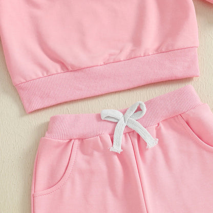 Baby Toddler Girls 2Pcs Thanksgiving Outfit Long Sleeve Turkey Gobble Embroidery Top + Pants Jogger Set Clothes