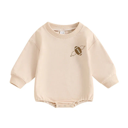 Baby Girl Boy Fall GAME DAY Bubble Romper Football Letter Print Long Sleeve Round Neck Jumpsuit