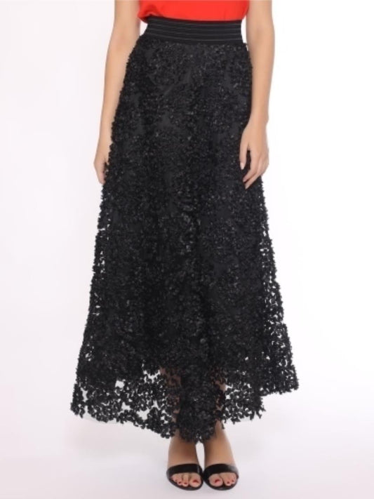 Gracia Three-Dimensional Flower Detail Long Mesh Skirt S21249