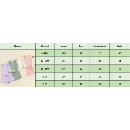 Baby Toddler Girls 2Pcs Ribbed Tank Top Elastic Waistband Drawstring Shorts Matching Outfit Set